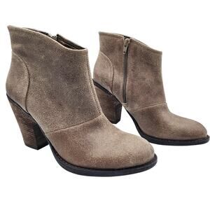 Jessica Simpson Maxi Taupe Brown Leather Leather Heeled Ankle Booties Women's 8
